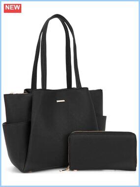 RFID Wallet and Tote Handbag Set Synthetic Leather Satchel Shoulder Bag
